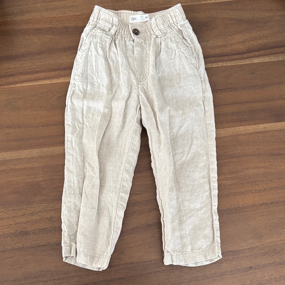Zara Kids Light Tan Casual linen Pants